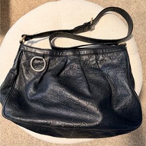Gucci Sukey Guccissima Black Leather Shoulder Bag